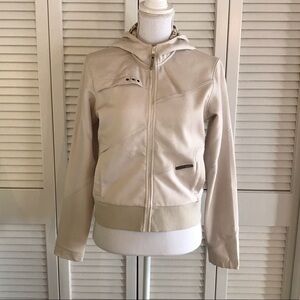 Merrell Cream Zip Front Hoodie Jacket Women's Sweatshirt Hooded Size Medium